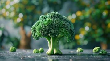 Close-up of a broccoli tree with blurred background photo