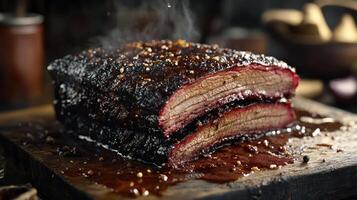 A large piece of meat with a dark brown crust photo