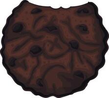 Hand drawn chocolate bitten cookie with chocolate drops vector
