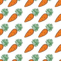 Hand drawn cartoon flat carrot with tops seamless pattern vector
