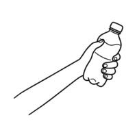 A hand holding a water bottle. A simple icon usable for web and mobile applications. An editable illustration on a white background. vector
