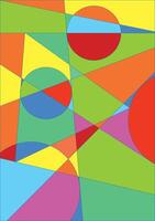A vibrant abstract composition featuring geometric shapes in a variety of bright colors. vector