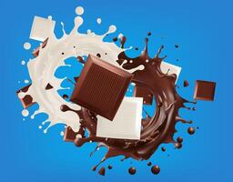 Top View chocolate Splashing with background and chocolate lava realistic splash of chocolate milk chocolate flow pouring, Realistic Mesh gradient wes vector