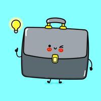 Adorable Briefcase Character. Bright Idea with a Lightbulb vector