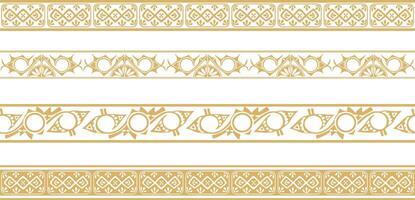 set of golden Native American national borders. frames in the style of the Aztecs, Mayans, Inca vector