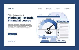Flat design website landing page template of Risk management and financial analysis. vector