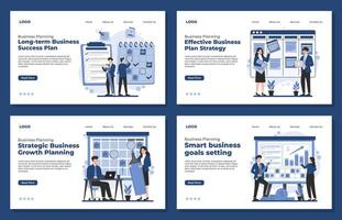 Set of flat design illustration concepts for Business planning strategy teamwork vector