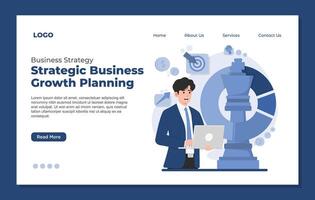 Set of Landing page template Business strategy concept achieve goal effective business planning innovation and teamwork discuss vector