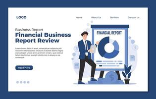 Flat design illustration concept of financial report, business analytics and planning. Landing page template. vector