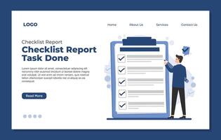 Checklist report for best employee landing page template. Man with checklist on clipboard. Flat illustration vector
