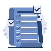 Checklist report and pen. illustration in flat style on white background. vector