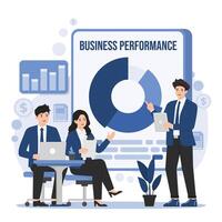 Flat design illustration concept of business planning, financial analysis, consulting, project management, financial report, project management. vector