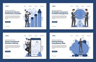 Set of flat design illustrations for business, finance, banking, investment, planning, strategy, management, consulting. Concepts for web banners and printed materials. vector