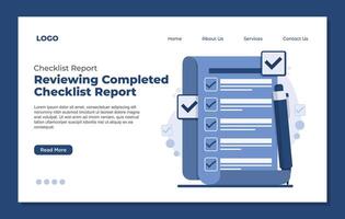 web site design template with review check list report . Flat style modern illustration. vector