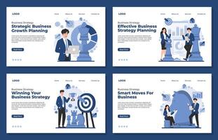 Set of Business strategy flat design illustrations concept of business strategy and planning. vector