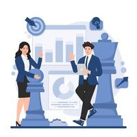 Business strategy concept achieve goal effective business planning innovation and teamwork discuss vector