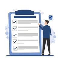 Checklist report concept showing completed tasks, job done verification, and organized to-do list management vector