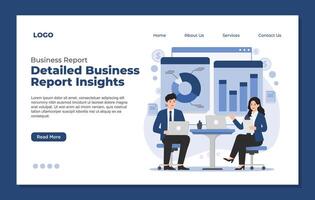 Flat design illustration concept of business data analysis. Landing page template Business report vector
