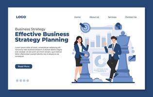 Business strategy and planning website landing page template. Strategy and planning website design. vector