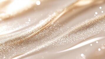 Golden abstract and background and waving with glitter and bokeh lights, creating a luxurious flowing elegant design photo