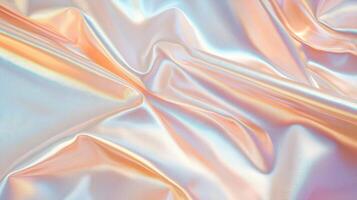 Abstract Crumpled holographic foil generating iridescent, 4K surface with dynamic metallic colors reflecting light in vibrant abstract pattern background, shimmering photo