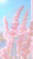 Pink blossoms glowing under golden rays, soft petals spreading across dreamy blurred landscape, embodying delicate spring time tranquility background photo