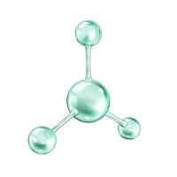 Green collagen molecular structure realistic illustration. Trigonal pyramidal configuration of model 3d object on white background vector