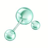 Collagen molecule consists of connected green spheres realistic illustration. Chemical model for scientists 3d object on white background vector