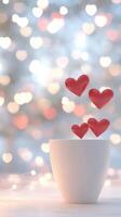 hearts Romantic many with background red, pink and white love floating valentine 3d photo