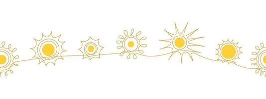 Sun line seamless border Spf filter Heat, drought vector