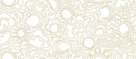 Sun, moon, cloud line art pattern Weather forecast vector