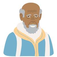 old man with backpack in doodle style vector