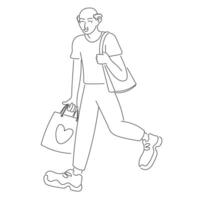 old man on shoping vector