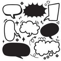 collection of various speech bubbles and comic style text boxes in black and white, perfect for creative projects and graphic design vector