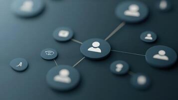 Network communication circular user icons connecting, symbolizing digital of and global social media interaction photo