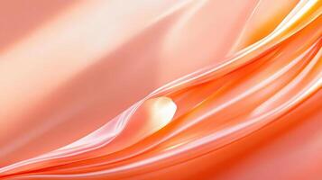 An abstract modern orange coral with hue peach background rays stretches across panoramic view photo