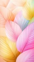 Pastel botanical and yellow leaves layering, generating soft, pink ethereal texture background photo