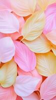 leaves pink and yellow Pastel layering, generating soft, ethereal botanical texture background photo