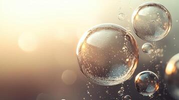 colorful soap bubbles floating against pastel gradient background, entertainment children design photo