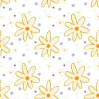 Golden Daisy Seamless Pattern with Soft Pastel Colors Boho Floral Digital Paper for Wrapping Paper and Crafts vector