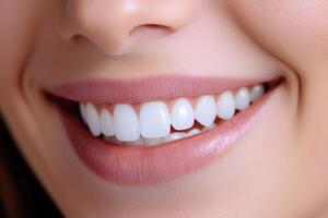 A look of a happy patient smiling confidently, showing perfectly white teeth, studio lighting, dental chair in close-up background, clean and professional the photo
