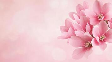 Beautiful pink magnolia flower blooming in spring for water drops on petals and blurred bokeh background copy space with your text photo