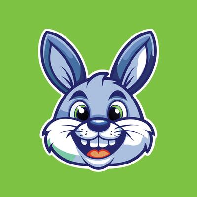 Adorable Smiling Bunny Mascot Logo Character in a Shopping Cart