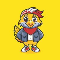 Vectorized Bird Art Cartoon Mascot Character with Line Art Design vector