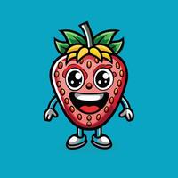 Smiling Cartoon Strawberry with a Delightful Expression vector