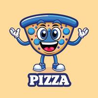 Animated Pizza Character with Cartoonish Features and Body Parts vector