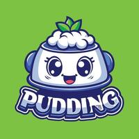 Adorable Pudding Mascot Character with Cheerful Expression in EPS 10 Format vector