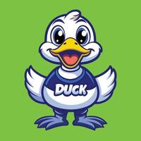 Adorable White Duck Mascot Character with a Playful and Friendly Expression vector