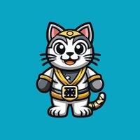 Adorable Japanese Cat Mascot Character with Cartoonish Design in Format vector