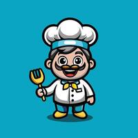 Animated Character of a Cute Chef Boy Mascot Illustration vector